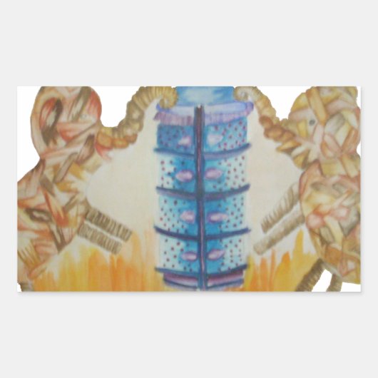 Sticker Rectangulaire Jambo Jumbo African Kids Elephants Art Imprimer (Devant)