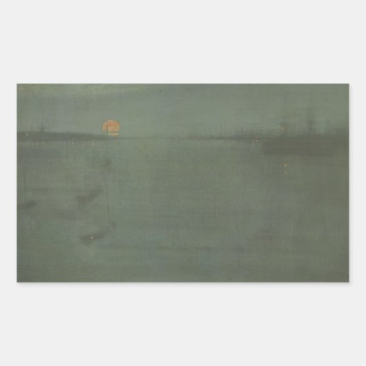 Sticker Rectangulaire James McNeill Whistler - Nocturne - Bleu et or (Devant)