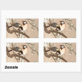 Sticker Rectangulaire Japonais Asiatique Koson Bird Chickadee Songbird (Feuille)