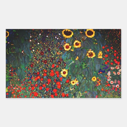 Sticker Rectangulaire Jardin aux fleurs Gustav Klimt (Devant)