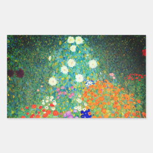 Sticker Rectangulaire Jardin aux fleurs Gustav Klimt