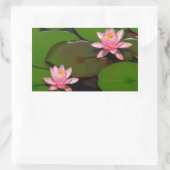 Sticker Rectangulaire Jardin de fleurs de laine d'eau de lotus rose, (Sac)
