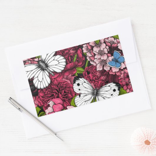 Sticker Rectangulaire Jardin de printemps 2 (Enveloppe)