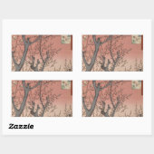 Sticker Rectangulaire Jardin de prune fleuri d'arbre japonais (Feuille)