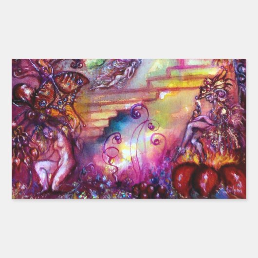 STICKER RECTANGULAIRE JARDIN DES OMBRES PERDUES / ESCALIERS MYSTIQUES (Devant)