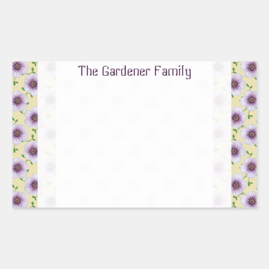 Sticker Rectangulaire Jardin doux Fleur de géranium bleu pâle n'importe (Devant)