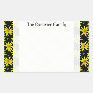 Sticker Rectangulaire Jardin doux Fleur sauvage d'Arnica jaune sur n'imp