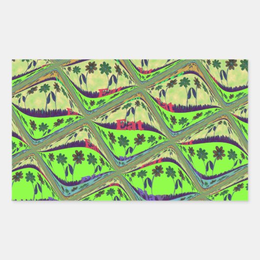 Sticker Rectangulaire Jardin Éclectique Enchantant À damiers Beauté Flor (Devant)