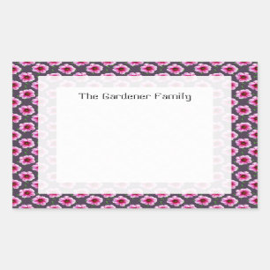 Sticker Rectangulaire Jardin romantique Rose Dahlia Fleur sur n'importe