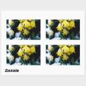 Sticker Rectangulaire Jaune Daffodils fleurs dans la neige (Feuille)
