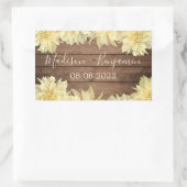 Sticker Rectangulaire Jaune Dahlia Fleur Russe Bois Mariage Date (Sac)