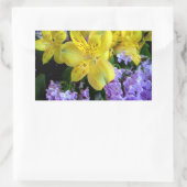Sticker Rectangulaire Jaune et Fleurs Lilac Violettes (Sac)