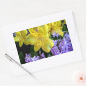 Sticker Rectangulaire Jaune et Fleurs Lilac Violettes (Enveloppe)