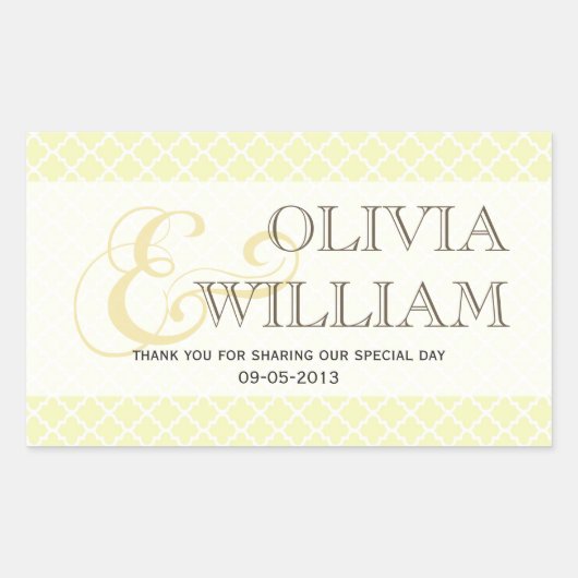 Sticker Rectangulaire Jaune gris marocain en carrelage et mariage (Devant)