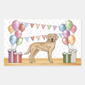 Sticker Rectangulaire Jaune Labrador Retriever Chien coloré Anniversaire (Devant)