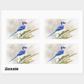 Sticker Rectangulaire Jay bleu en hiver (Feuille)