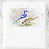 Sticker Rectangulaire Jay bleu en hiver (Sac)