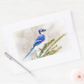 Sticker Rectangulaire Jay bleu en hiver (Enveloppe)