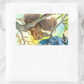 Sticker Rectangulaire Jay Bleu Et Écureuil (Sac)