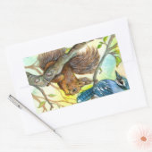 Sticker Rectangulaire Jay Bleu Et Écureuil (Enveloppe)