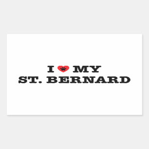 Sticker Rectangulaire Je Coeur Mon St Bernard