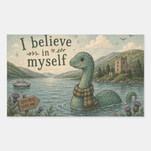 Sticker Rectangulaire Je crois en moi-même Loch Ness Monster fantaisiste