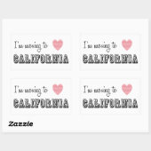 Sticker Rectangulaire Je déménage en Californie (Feuille)