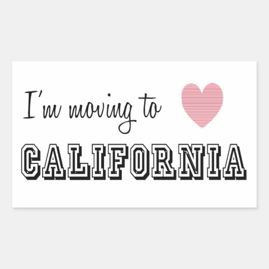 Sticker Rectangulaire Je déménage en Californie (Devant)