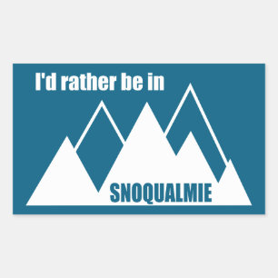 Sticker Rectangulaire Je préférerais être à Snoqualmie Washington Mounta