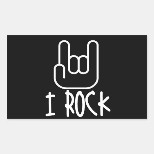 Sticker Rectangulaire Je Rock ! (Devant)