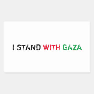 Sticker Rectangulaire Je suis avec Gaza en colère grunge texte blanc