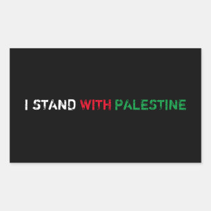Sticker Rectangulaire Je suis avec la Palestine blanc rouge vert noir te