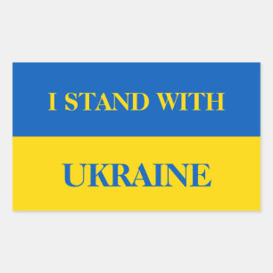 Sticker Rectangulaire Je suis avec l'Ukraine. Drapeau ukrainien.