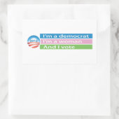 Sticker Rectangulaire Je suis une femme et je vote ! (Sac)