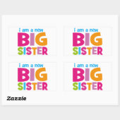 Sticker Rectangulaire Je suis une nouvelle grande soeur (Feuille)