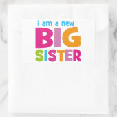 Sticker Rectangulaire Je suis une nouvelle grande soeur (Sac)
