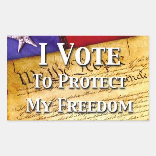 Sticker Rectangulaire Je Vote Pour Protéger Ma Liberté (Devant)