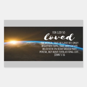 Sticker Rectangulaire Jean 3:16 Bible Verse Christian