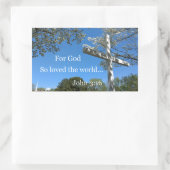 Sticker Rectangulaire Jean 3:16 Car Dieu a tant aimé le monde (Sac)