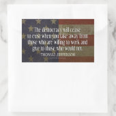 Sticker Rectangulaire Jefferson Citation sur la démocratie (Sac)