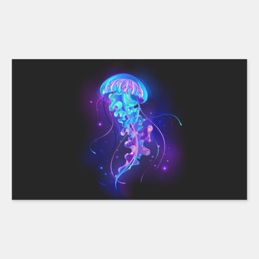 Sticker Rectangulaire Jellyfish éclatante couleur (Devant)