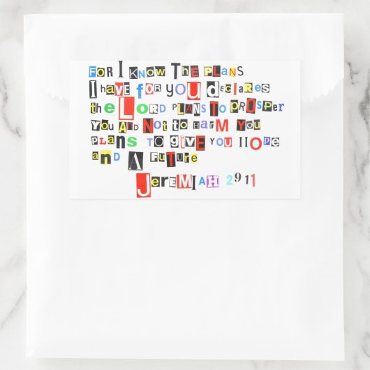 Sticker Rectangulaire Jérémie 29:11 (Sac)