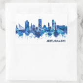 Sticker Rectangulaire Jérusalem Israel Skyline Blue (Sac)