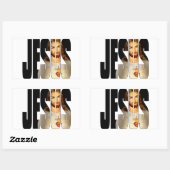 Sticker Rectangulaire Jésus avec son image en son nom (Feuille)