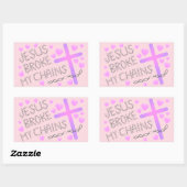 Sticker Rectangulaire Jésus Brosse Mes Chaines Croix rose (Feuille)