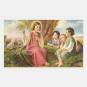 Sticker Rectangulaire Jésus Christ Enseigner les enfants, Religion Vinta (Devant)