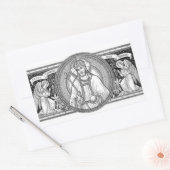 Sticker Rectangulaire Jésus Christ Roi des Rois Noir & Blanc Ligne Art (Enveloppe)