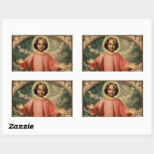 STICKER RECTANGULAIRE JÉSUS ENFANT AUX ANGES, (Feuille)