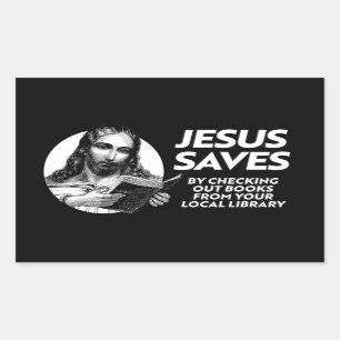 Sticker Rectangulaire Jésus épargne du temps pour lire des livres interd