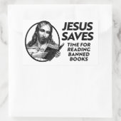 Sticker Rectangulaire Jésus épargne du temps pour lire des livres interd (Sac)
